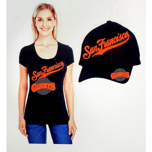 San Francisco Gaints Black Fitted Spandex Tee with Shiny Lettering. - Picture 3 of 3